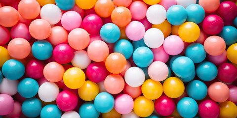 Obraz premium Many colors plastic balls background. Kids playground decoration scene