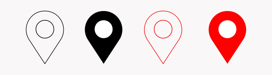 Location icon symbol, Pin symbol Indicates the location of the GPS map.  vector illustration.