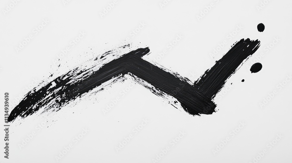Poster black brush strokes creating abstract arrow and curve shapes on a clean white background ideal for m