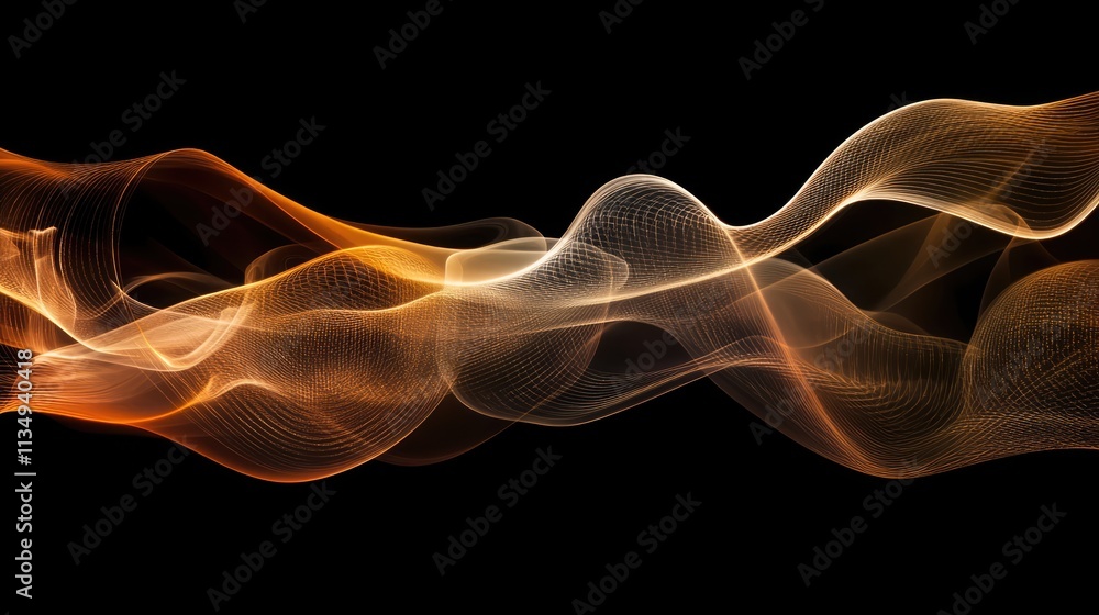 Aufkleber abstract smoke wave patterns in warm tones creating fluid ribbons and curls on a black background fo