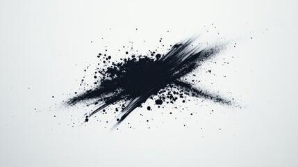 Naklejka premium Abstract black ink splatter creating dynamic shapes on a clean white background for artistic and design purposes.