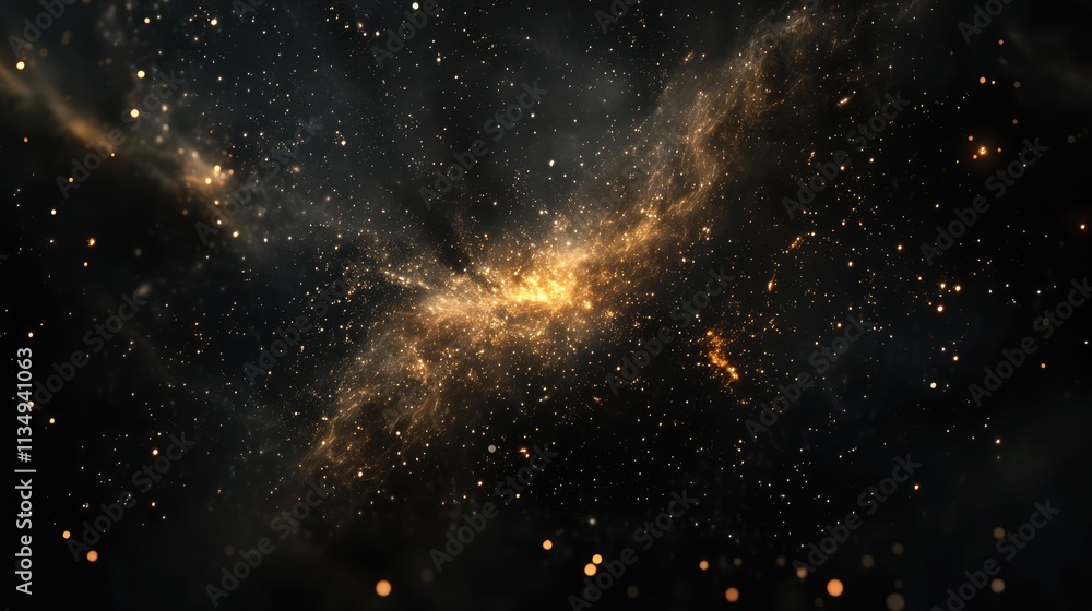 Poster cosmic swirl of stars and nebulae in vast universe with black hole creating dynamic abstract space w