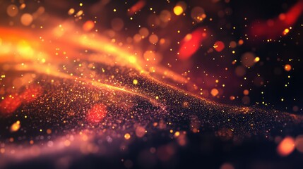 Fototapeta premium Dynamic abstract bokeh blur background with vibrant particles and shimmering lights creating a warm and inviting atmosphere