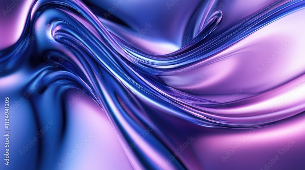 Poster abstract flowing waves in blue and purple hues symbolizing dynamic movement and futuristic concepts 