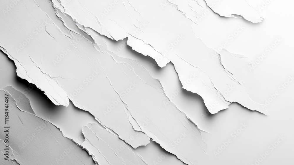Poster textured white background featuring torn paper layers for creative and artistic design projects.