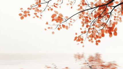 Autumn leaves reflecting on water tranquil nature scene with colorful foliage and serene background in fall season