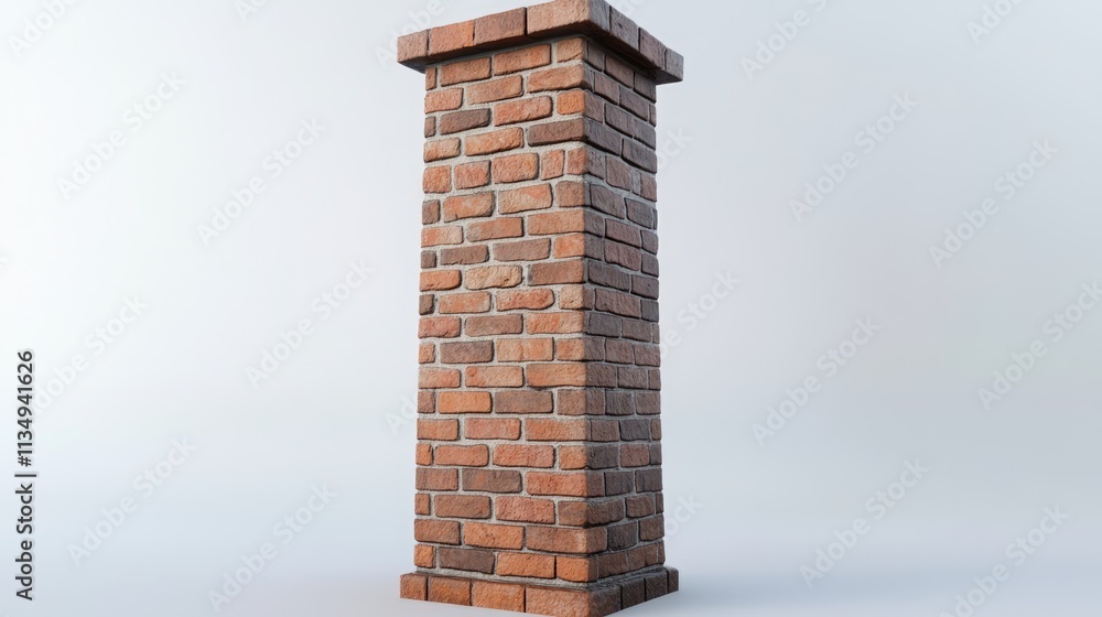 Poster elegant red brick chimney structure against a minimalistic background showcasing craftsmanship and a