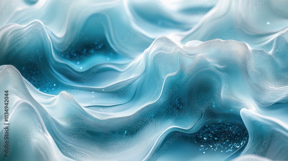 Poster captivating waves of blue fluidity create an enchanting representation of movement and rhythm in an 