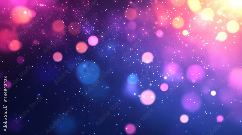Poster colorful abstract blurred bokeh background with vibrant circles and sparkles for creative design and