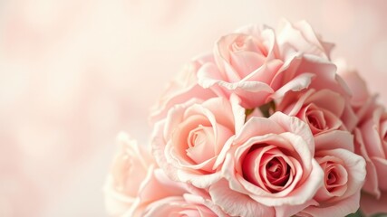 Obraz premium Soft Pink Roses with Blurred Background, a Delicate Bouquet of Romance and Beauty