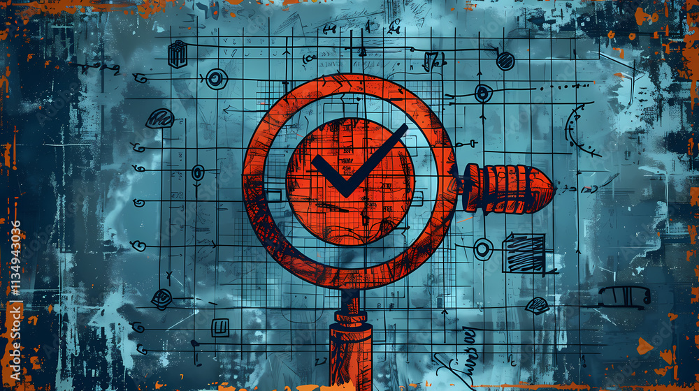 Poster target acquired: a powerful image of a magnifying glass with a checkmark, symbolizing precision, foc