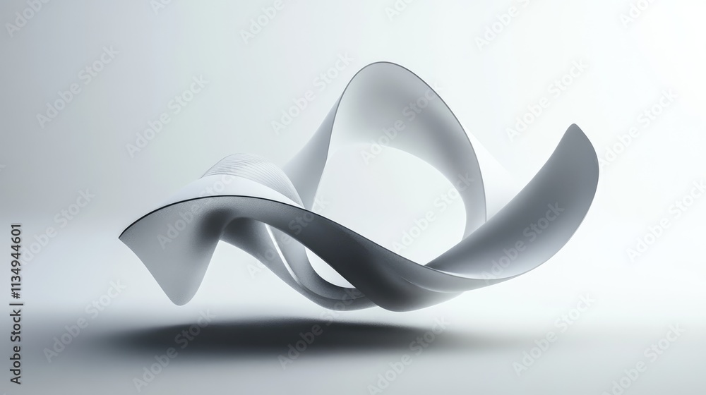 Aufkleber abstract minimalist design concept with flowing white forms on light background