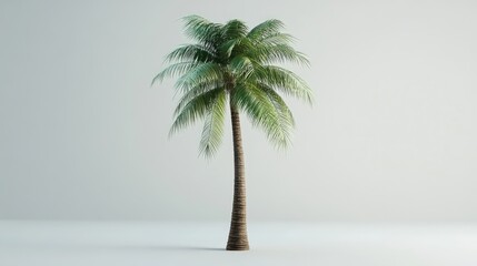 Obraz premium Elegant sugar palm tree with lush foliage against a minimalistic background ideal for tropical or nature-themed projects