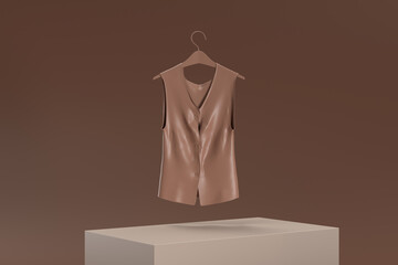 A vest is hanging on a hanger