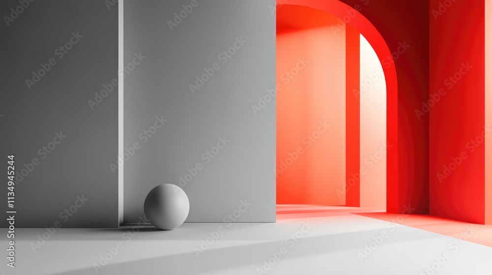 Poster abstract architectural composition with geometric forms and contrasting colors in a minimalist desig