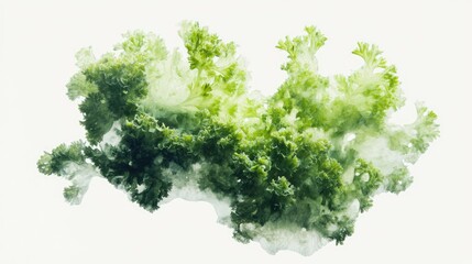 Obraz premium Fresh green parsley herb isolated on a clean white background, highlighting its detailed texture and vibrant color, culinary use, food preparation, gardening, healthy eating.