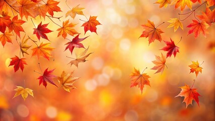 Autumn Leaves Falling Through a Warm Bokeh Background