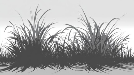 Shadowy grass silhouettes against a muted grey background creating a serene and minimalist natural aesthetic.