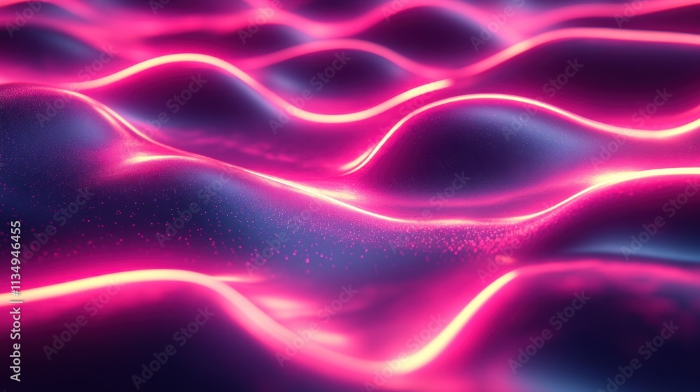 Poster swirling neon waves dance in hypnotic patterns, creating a vibrant display of color and light in a d