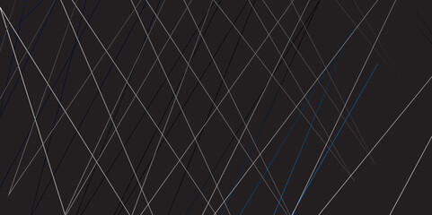 Random chaotic lines abstract geometric pattern. vector texture 3d illustration. Black abstract background with blue diagonal lines and shadows. technology, banner, frame, vintage, art, illustration.