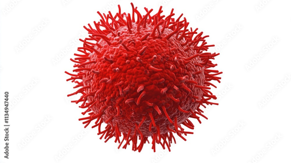 Poster detailed representation of an isolated red blood cell with intricate surface features and textures o