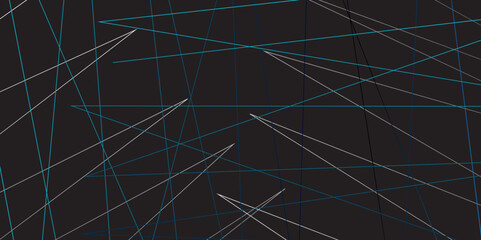 Random chaotic lines abstract geometric pattern. vector texture 3d illustration. Black abstract background with blue diagonal lines and shadows. technology, banner, frame, vintage, art, illustration.