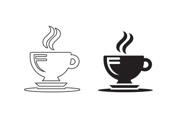 Coffee cup icon silhouette on white background