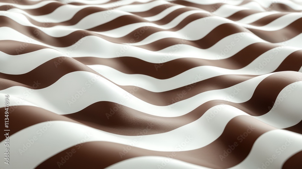 Poster textured white and brown striped fabric flowing in gentle waves, creating a soft and inviting backgr