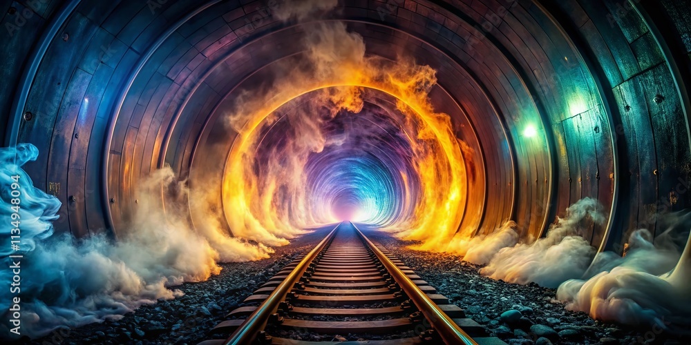 Aufkleber enigmatic tunnel of circular smoke: a surreal journey through whirling patterns and ethereal depths,