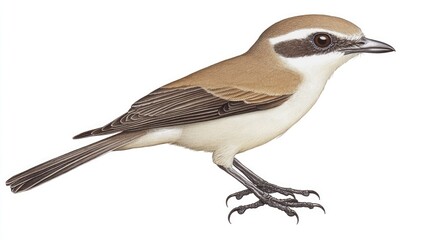 Fototapeta premium Brown Shrike Migratory Songbird Common in Winter Found in Lowlands Towns and Forests Ideal for Nature and Wildlife Photography