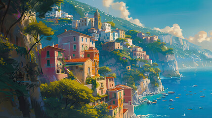 A romantic view of the Amalfi coast