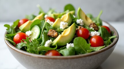 Fresh and Vibrant Salad with Avocado, Tomatoes, and Feta, Generative AI