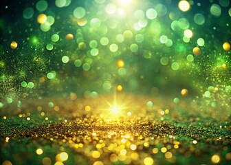 Obraz premium Ethereal Flickering Gold Shiny Light with Green Background Overlay for Cinematic Effects in 4K - Ideal for Creative Projects and Video Editing Compositions