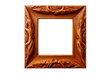 Intricate wooden photo frame with detailed carvings of flowing patterns.
