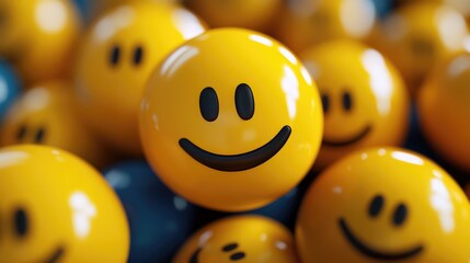 Customer feedback and satisfaction concept with cheerful smiley faces symbolizing positive reviews and testimonials in a vibrant setting