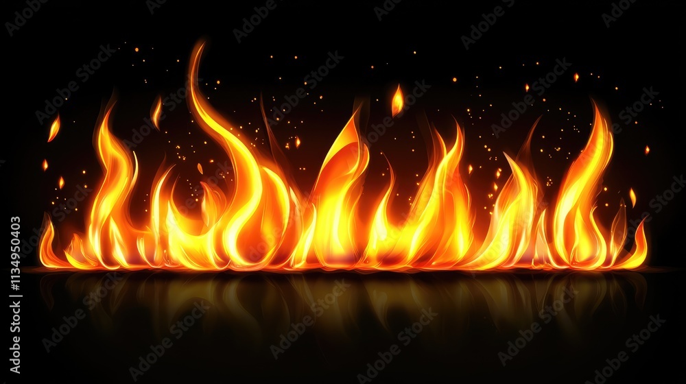 Poster vibrant flames flickering against a dark backdrop creating a dynamic and striking visual for backgro