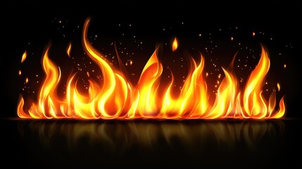 Vibrant flames flickering against a dark backdrop creating a dynamic and striking visual for backgrounds or design projects