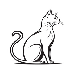 Cat silhouette icon line art with white background.