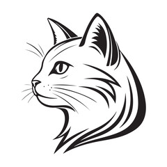 Cat head silhouette icon with white background