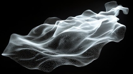 Fototapeta premium Ethereal waves of light dance across a dark expanse, creating a captivating digital landscape of flowing energy