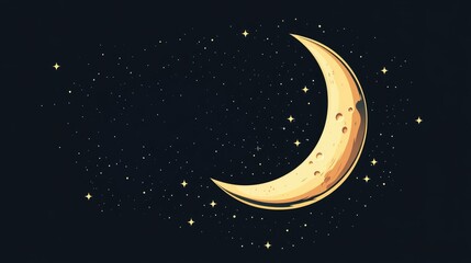 Naklejka premium Half moon in a starry night sky with ample copy space for custom designs ideal for celestial themed graphics and creative projects