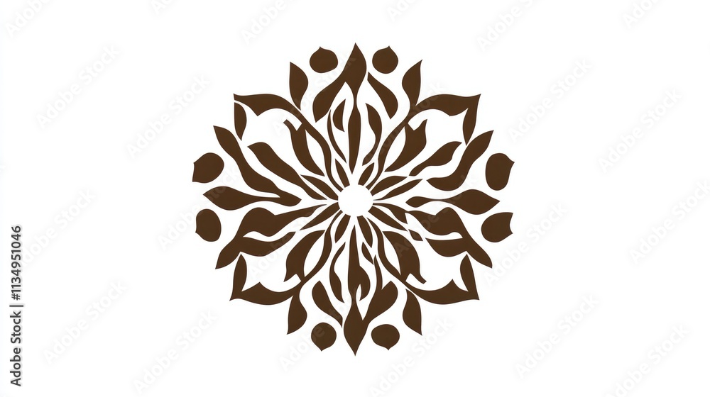 Poster ornamental stencil design featuring a circular floral pattern on a white background suitable for art