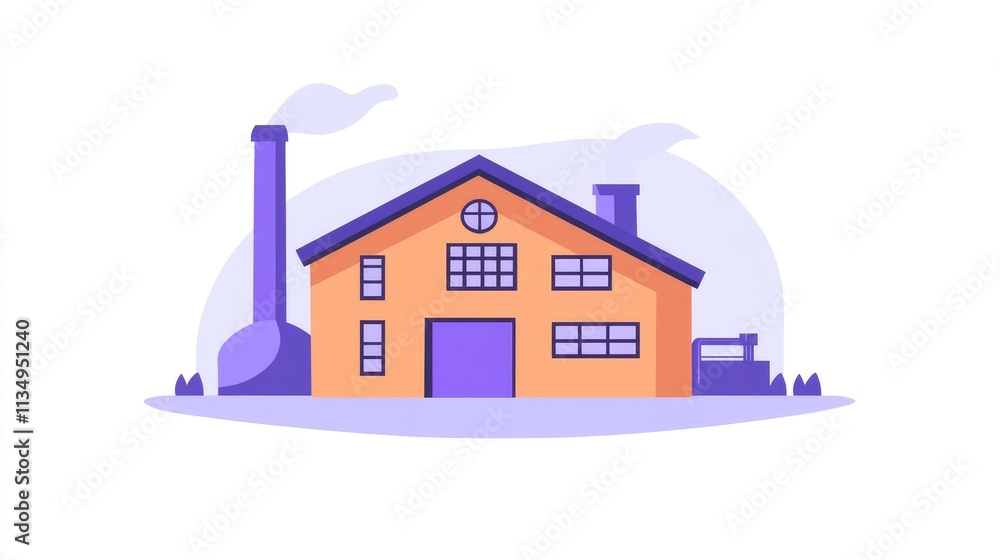 Poster modern illustration of a smart factory with industrial elements showcasing automation and efficiency