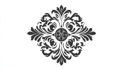 Vintage ornamental stencil design featuring intricate floral patterns and a central circular motif on a clean white backdrop.
