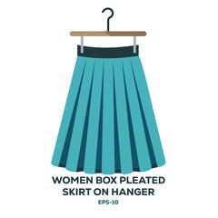 Illustration of Women box pleated skirt on hanger on white