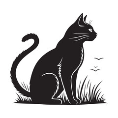 Obraz premium Cat silhouette icon with white background