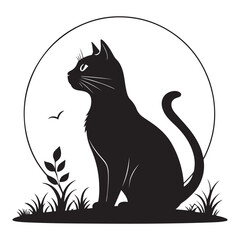 Obraz premium Cat silhouette vector icon on white background