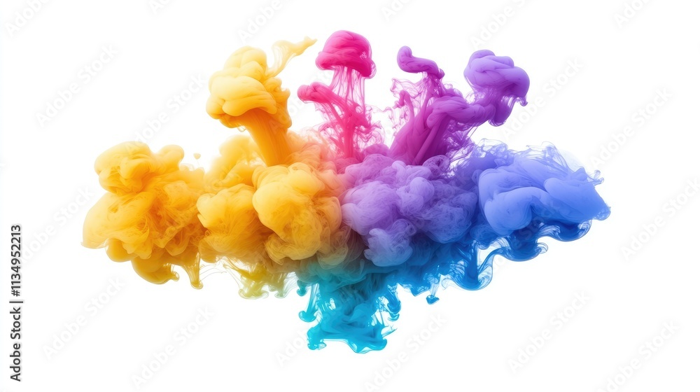 Aufkleber vibrant abstract ink swirling in water showcasing colorful patterns and fluid dynamics on a white ba