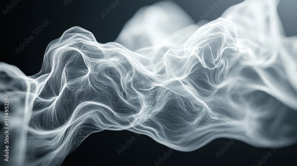 Poster delicate wisps of ethereal smoke dance in a darkened room, creating a captivating visual symphony of