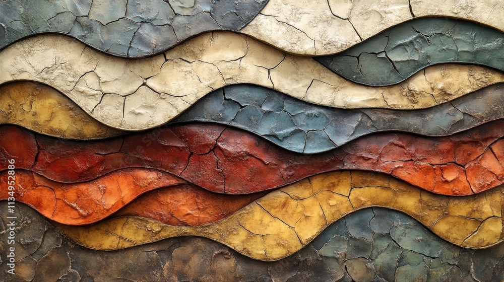 Aufkleber intricate layers of textured waves in warm and cool tones create a striking visual display of artist